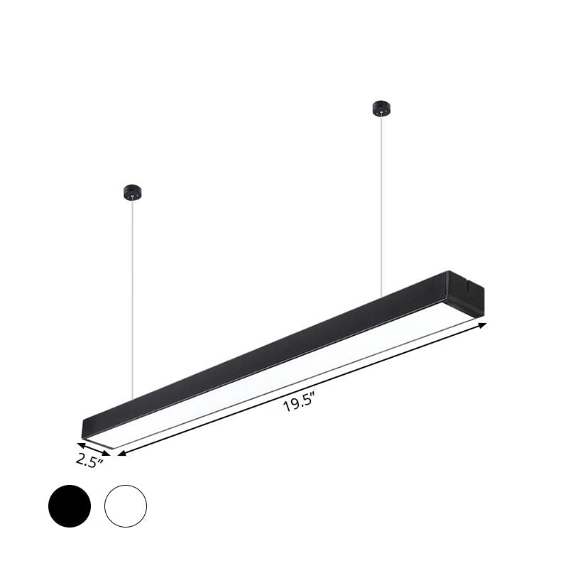 Minimalist Acrylic Linear Led Hanging Light Black/White Ceiling Pendant Lamp For Office - 2/3/4 Wide
