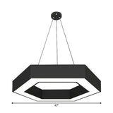 Modern Black Led Pendant Light - Hexagonal Acrylic Fixture 18/31.5/47 Wide