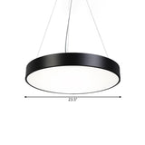 Nordic Iron Black Round Plate Hanging Lamp Kit With Led Pendant Light In Warm/White