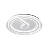 White Flush Ceiling Light With Musical Note Acrylic Led Lamp For Kids Bedroom - Contemporary Design