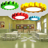 Metallic Led Flushmount Ceiling Light For Kids Room In Red/Blue/Green Blue / 16