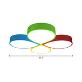 Macaron 4-Petal Flower Led Ceiling Flush Mount Lamp - 23.5/35.5 Width Red-Yellow-Blue-Green Colors