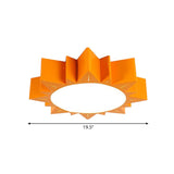 Cartoon Sun Acrylic Led Ceiling Light - Orange Kids Bedroom Flush Mount 19.5’/23.5’ Wide