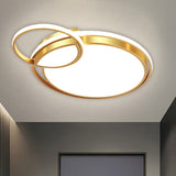 Modernist Led Gold Metal Crossed Flush Mount Ceiling Light Fixture For Bedroom 16.6/20.5 W