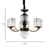 Modern Black Cuboid Chandelier With Clear Crystal Shade - Ceiling Light Fixture (3/6 Heads)