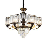 Modern Black Cuboid Chandelier With Clear Crystal Shade - Ceiling Light Fixture (3/6 Heads)
