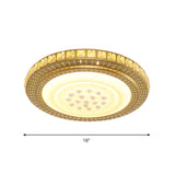 16/19.5 W Led Gold Flush Mount Light With Crystal Shade For Parlor Ceiling Lighting
