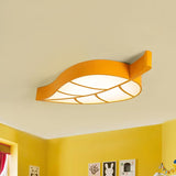 Leaf-Shaped Flush Mount Acrylic Led Ceiling Lamp For Kids Bedroom In Red/Yellow/Blue