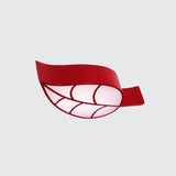 Leaf-Shaped Flush Mount Acrylic Led Ceiling Lamp For Kids Bedroom In Red/Yellow/Blue