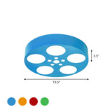 Acrylic Led Kids Flush Mount Lighting In Vibrant Red/Yellow/Blue Rounded Nursery Room Fixture