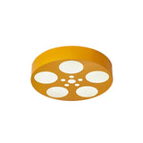 Acrylic Led Kids Flush Mount Lighting In Vibrant Red/Yellow/Blue Rounded Nursery Room Fixture