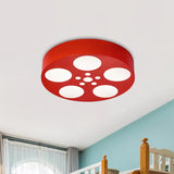 Acrylic Led Kids Flush Mount Lighting In Vibrant Red/Yellow/Blue Rounded Nursery Room Fixture