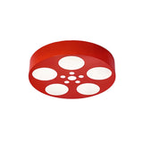 Acrylic Led Kids Flush Mount Lighting In Vibrant Red/Yellow/Blue Rounded Nursery Room Fixture