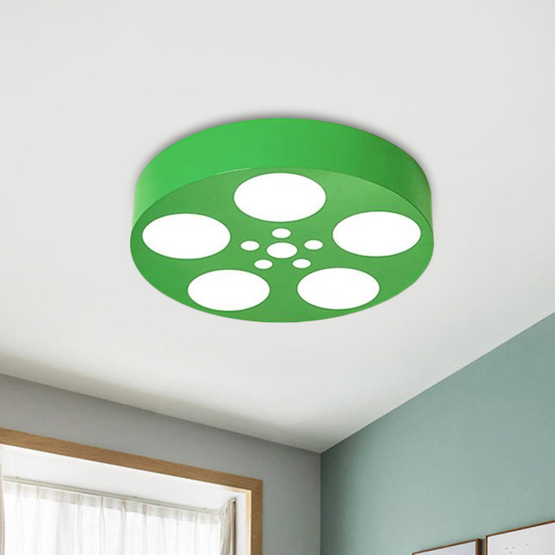Acrylic Led Kids Flush Mount Lighting In Vibrant Red/Yellow/Blue Rounded Nursery Room Fixture