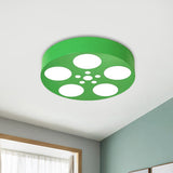 Acrylic Led Kids Flush Mount Lighting In Vibrant Red/Yellow/Blue Rounded Nursery Room Fixture