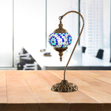 Traditional Red/White/Yellow Glass Table Lamp For Coffee Shop Nights - Global Design With Metal Base