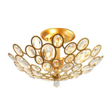 Crystal Flushmount Retro Silver/Gold Bubble Ring Chandelier Lighting - 3-Bulb Clear Faceted Ideal