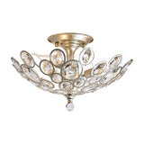 Crystal Flushmount Retro Silver/Gold Bubble Ring Chandelier Lighting - 3-Bulb Clear Faceted Ideal
