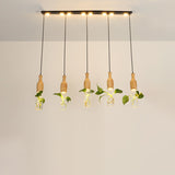 5-Light Clear Glass Cluster Pendant In Lodge Black: Modern Ceiling Light For Dining Room With