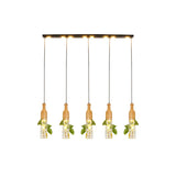 5-Light Clear Glass Cluster Pendant In Lodge Black: Modern Ceiling Light For Dining Room With