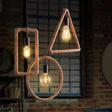 Rustic 1-Light Pendant Lamp With Rope Frame Brown / Round