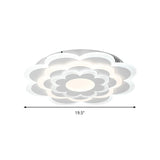 Floral White Led Ceiling Lamp: Acrylic Flush Mount For Creative Pretty Living Room Lighting