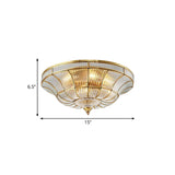 Sleek Dome Flushmount Lighting: Clear Ribbed Glass Ceiling Flush Mount In Brass For Living Room -