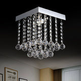 Chrome Crystal Flush Mount Ceiling Light Fixture With Cascading Balls Clear / 8
