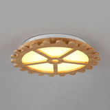 Beige Led Flush Mount Ceiling Lamp For Kids Bedroom - Lovely Wooden Design / B Natural