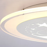 White Metal Moon Led Ceiling Mount Light With Sleep Bunny Girls Bedroom Lamp