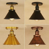 Industrial Iron Cone Shade 1-Light Ceiling Lamp: Rust/Black/Copper Semi Mount Lighting