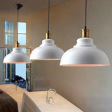 Industrial Metal Ceiling Suspension Lamp In Black/White - Single-Bulb Drop Pendant Bowl Shape White