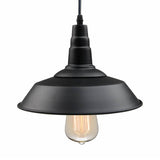 Black Metallic Hanging Pendant For Restaurant - Countryside Barn Ceiling Light