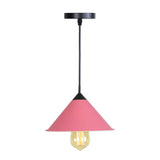 Conical Drop Pendant Dining Room Hanging Lamp In Pink/Blue/Grey With Loft Style And Rolled Edge Pink