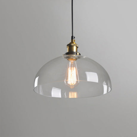 Clear Glass Warehouse Hanging Light Fixture - Single Bulb Ceiling Pendant In Brass (8/10 Dia)