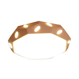 Kids Bedroom Octagon Shade Flush Ceiling Light With Leaf Macaron Design - Acrylic Led Lamp