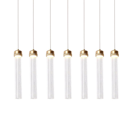 Ribbed Glass Pendant Light With Crystal Accent And Gold Finish