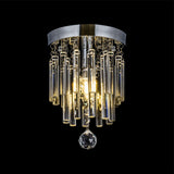 Round Chrome Crystal Bar Flush Mount Ceiling Light - Bare Bulb Flushmount