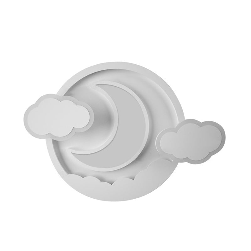 Cartoon White Led Ceiling Mount Light Cloud Deco For Kids Bedroom