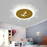 Seaside Anchor Ceiling Light In Yellow For Bedroom - Acrylic Flush Mount Fixture / 18 White