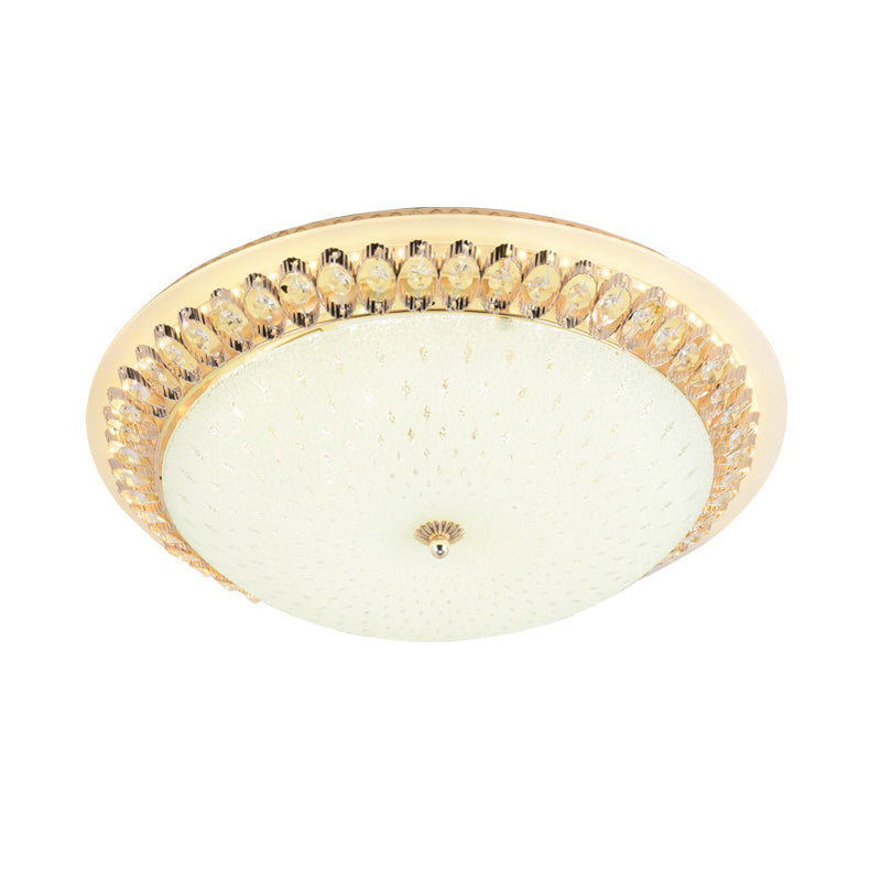 Modernist Led White Ceiling Mount With Clear Crystal Decoration - Dome Glass Flush Lamp In