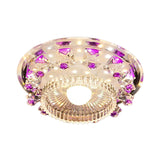 Minimalist Led Ceiling Light In Blue/Purple With Crystal Cubic Flush Mount & Clear Ribbed Glass
