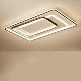 Minimalist Bedroom Led Ceiling Lamp: Multi-Square/Round/Rectangle Flush Light In Black Or White With