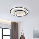 Minimalist Bedroom Led Ceiling Lamp: Multi-Square/Round/Rectangle Flush Light In Black Or White With