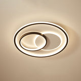 Minimalist Bedroom Led Ceiling Lamp: Multi-Square/Round/Rectangle Flush Light In Black Or White With