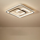 Minimalist Bedroom Led Ceiling Lamp: Multi-Square/Round/Rectangle Flush Light In Black Or White With