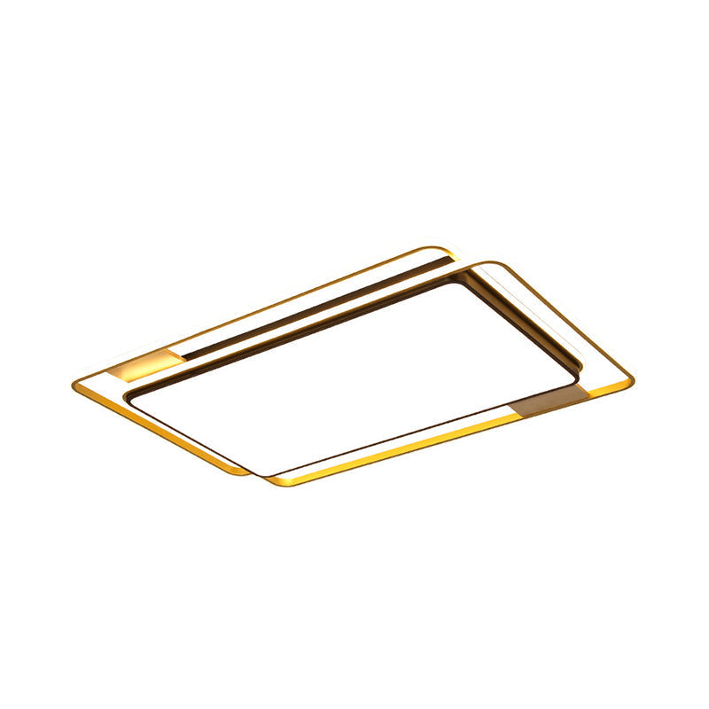 Simple Grey Led Rectangle Flush Mount Light Acrylic Close To Ceiling Lamp Warm/White/3 Color 37.5/43