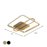 Minimalist Metallic Black/Gold Led Flush Ceiling Light - Circle/Square Shape In Warm/White