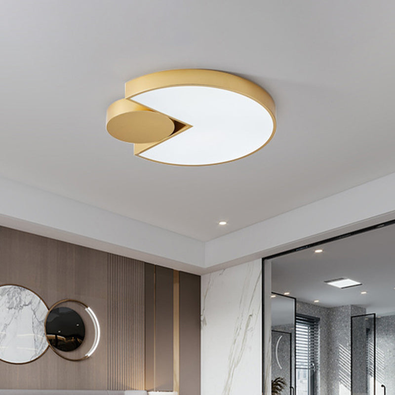 Modern Geometric Led Ceiling Light In Gold With 3 Color Options Minimalistic Flush-Mounted Metal