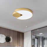 Modern Geometric Led Ceiling Light In Gold With 3 Color Options Minimalistic Flush-Mounted Metal